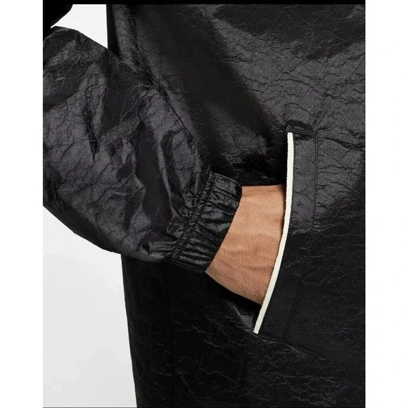 Nike Sportswear Mens Large Long Black Coach Jacket DH7847-010 NWT
